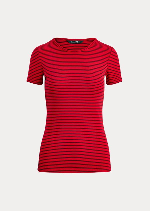 Ralph Lauren Striped Cotton-Blend T Shirt Dame Danmark (MNLFA8031)